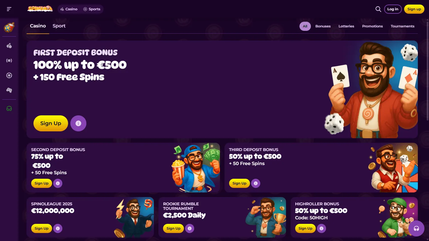 Spinania Casino promotions experience on desktop